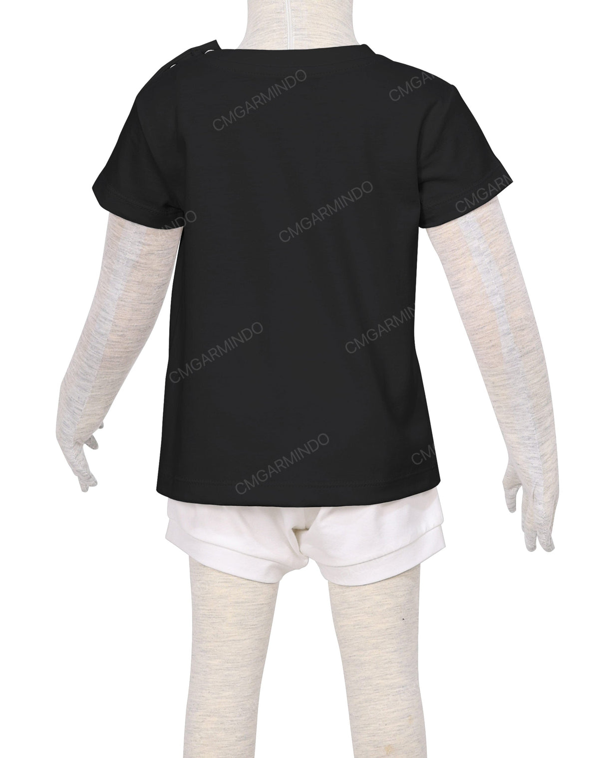 Short Sleeve Shoulder Snap Crew Neck T-Shirt