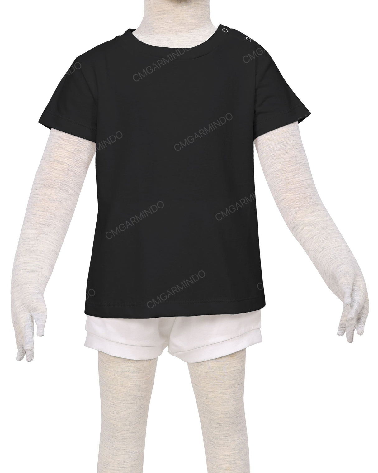 Short Sleeve Shoulder Snap Crew Neck T-Shirt