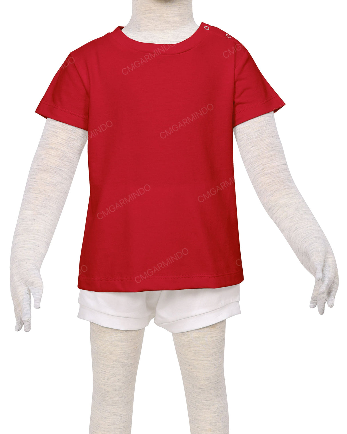 Short Sleeve Shoulder Snap Crew Neck T-Shirt
