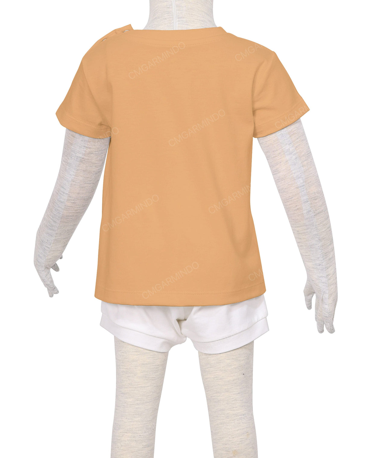 Short Sleeve Shoulder Snap Crew Neck T-Shirt