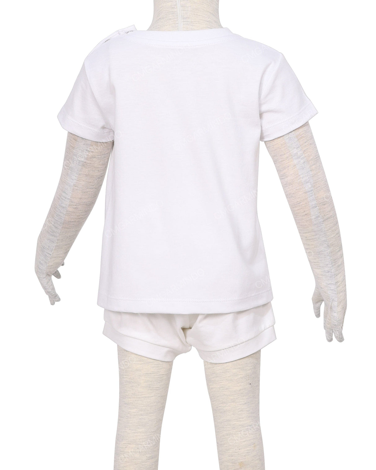 Short Sleeve Shoulder Snap Crew Neck T-Shirt