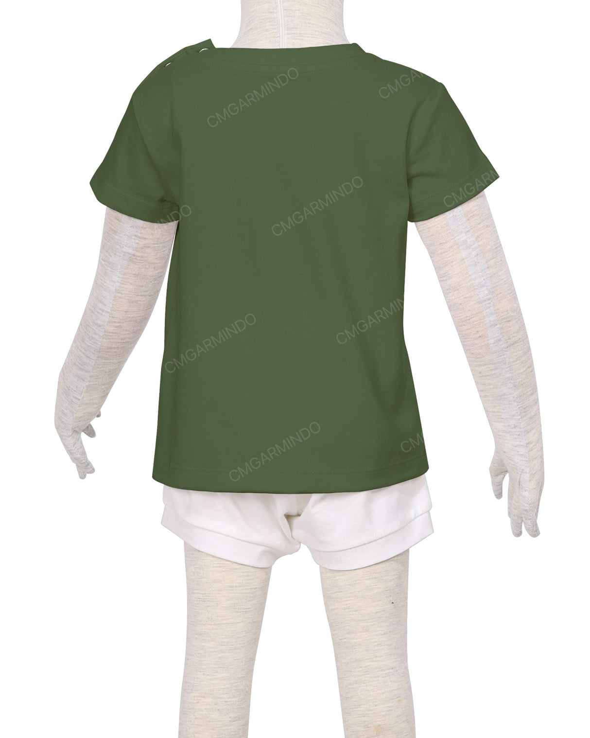Short Sleeve Shoulder Snap Crew Neck T-Shirt