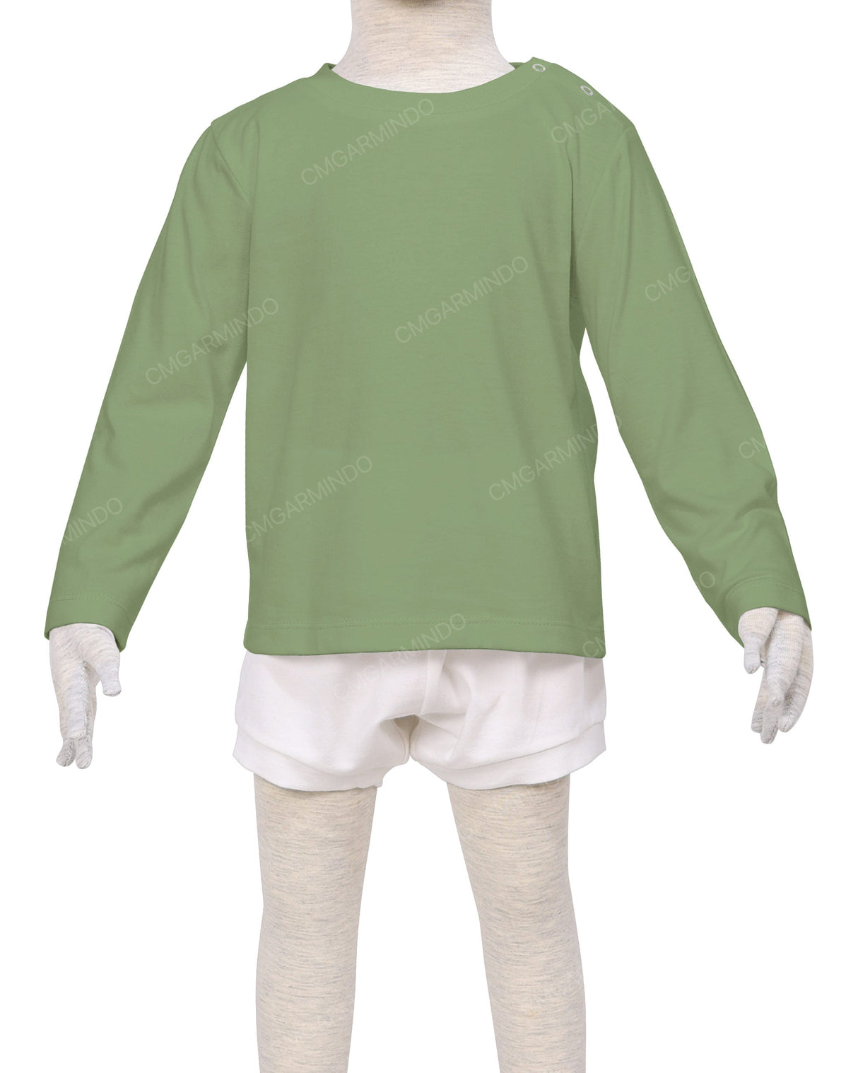 Long Sleeve Shoulder Snap Crew Neck T-Shirt