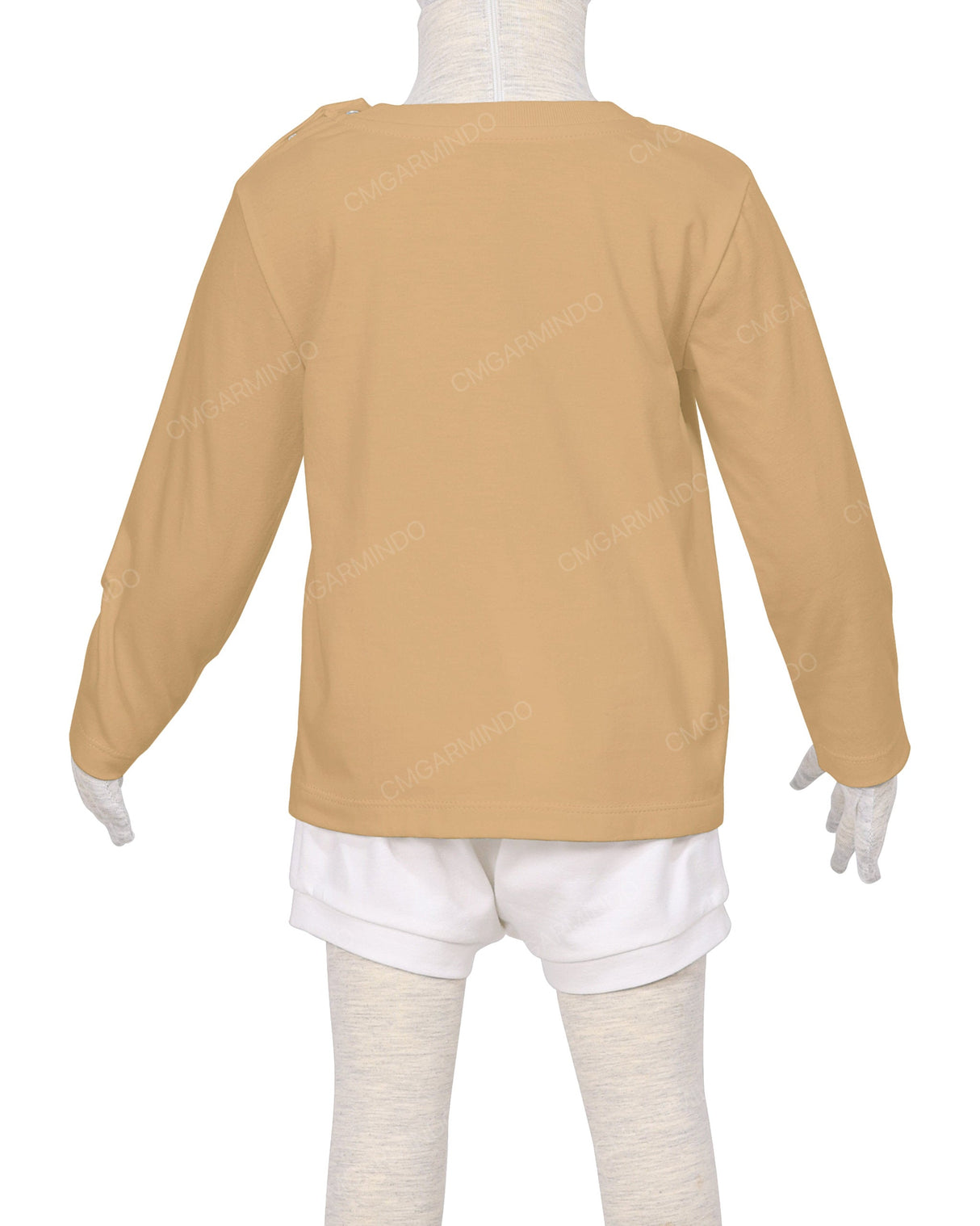 Long Sleeve Shoulder Snap Crew Neck T-Shirt