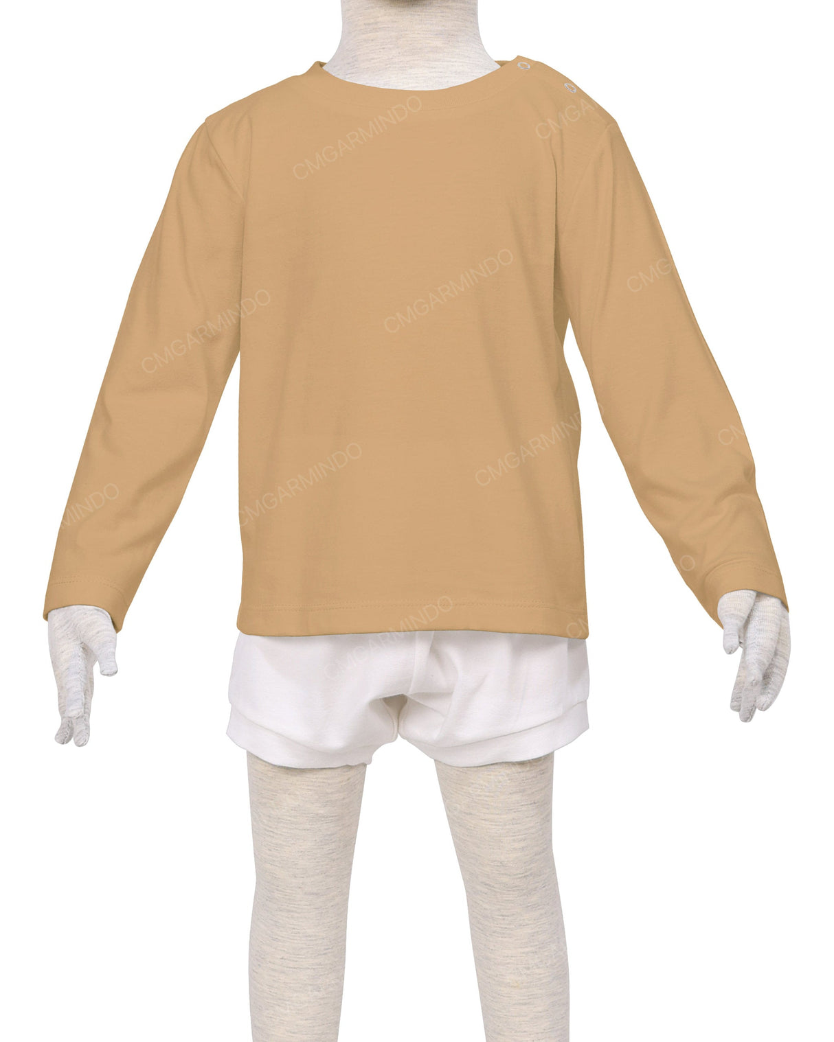 Long Sleeve Shoulder Snap Crew Neck T-Shirt