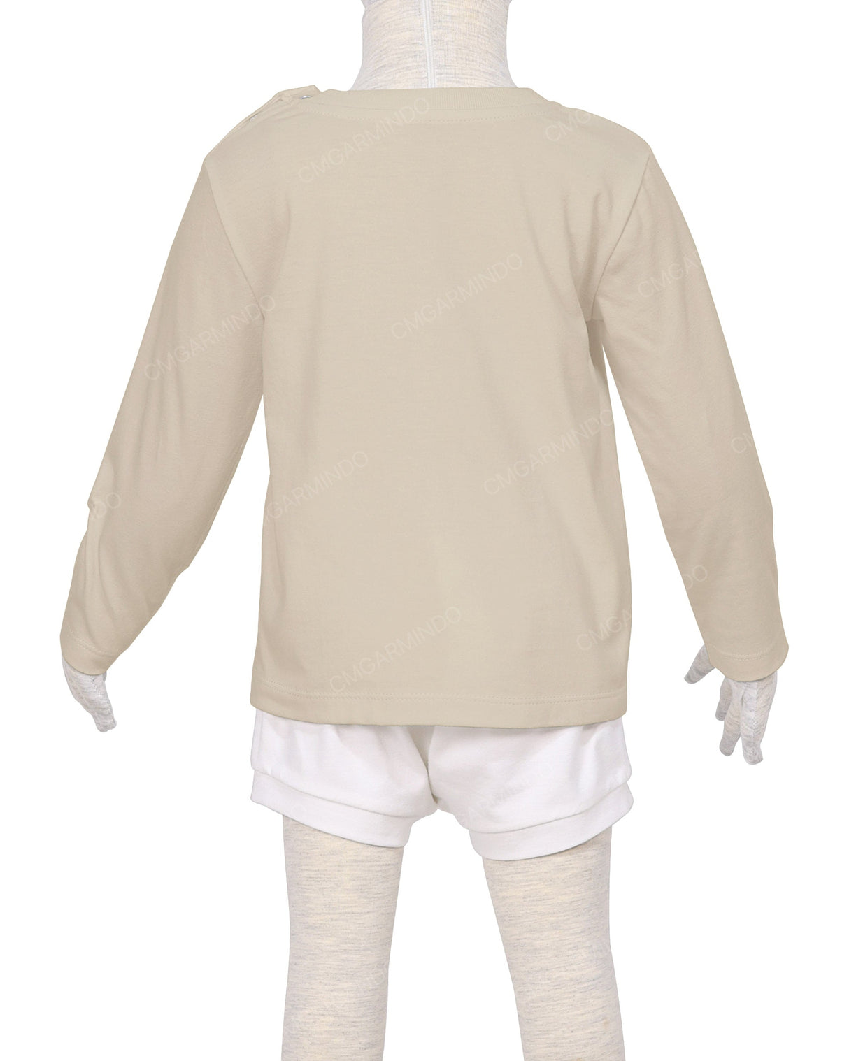 Long Sleeve Shoulder Snap Crew Neck T-Shirt