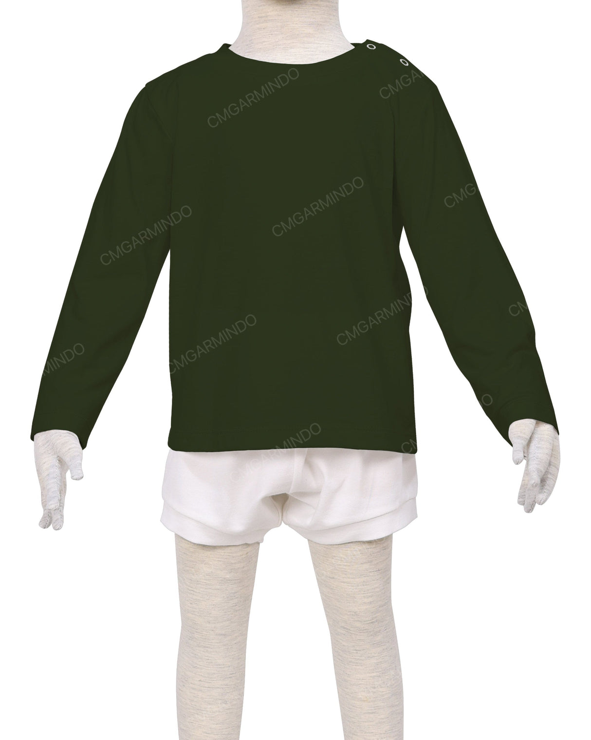 Long Sleeve Shoulder Snap Crew Neck T-Shirt