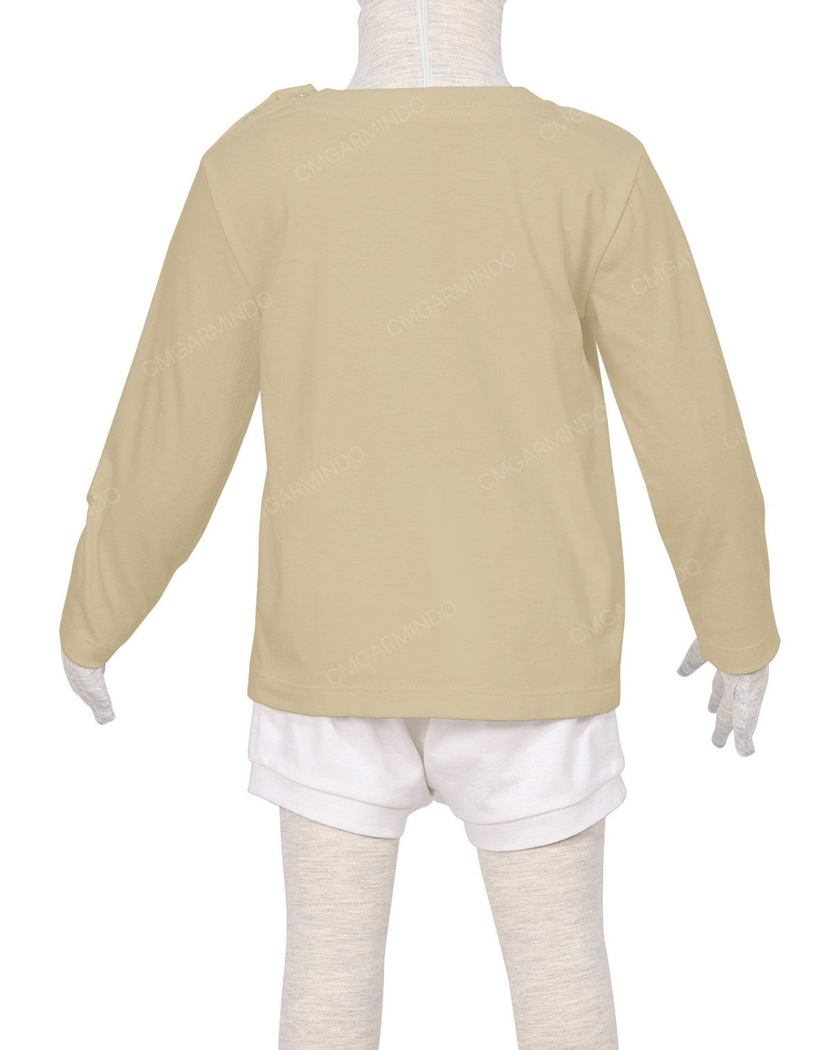Long Sleeve Shoulder Snap Crew Neck T-Shirt
