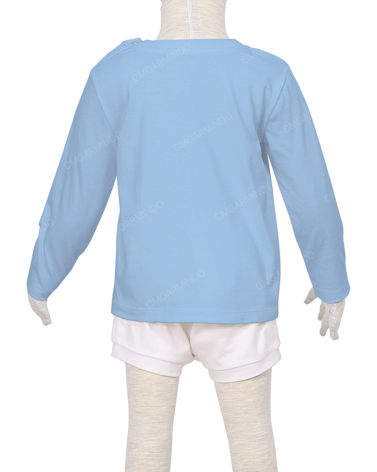 Long Sleeve Shoulder Snap Crew Neck T-Shirt