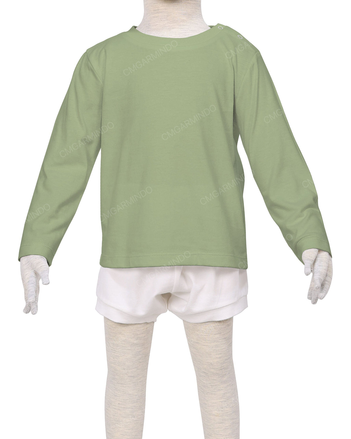 Long Sleeve Shoulder Snap Crew Neck T-Shirt