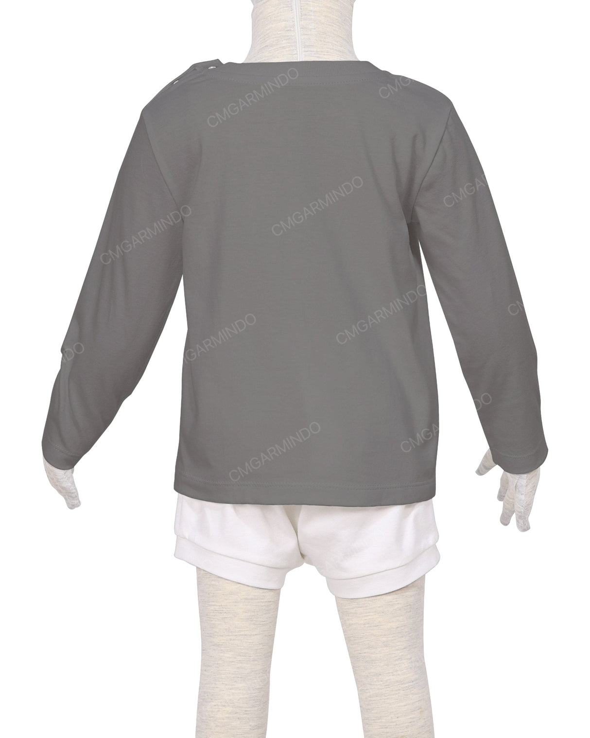 Long Sleeve Shoulder Snap Crew Neck T-Shirt