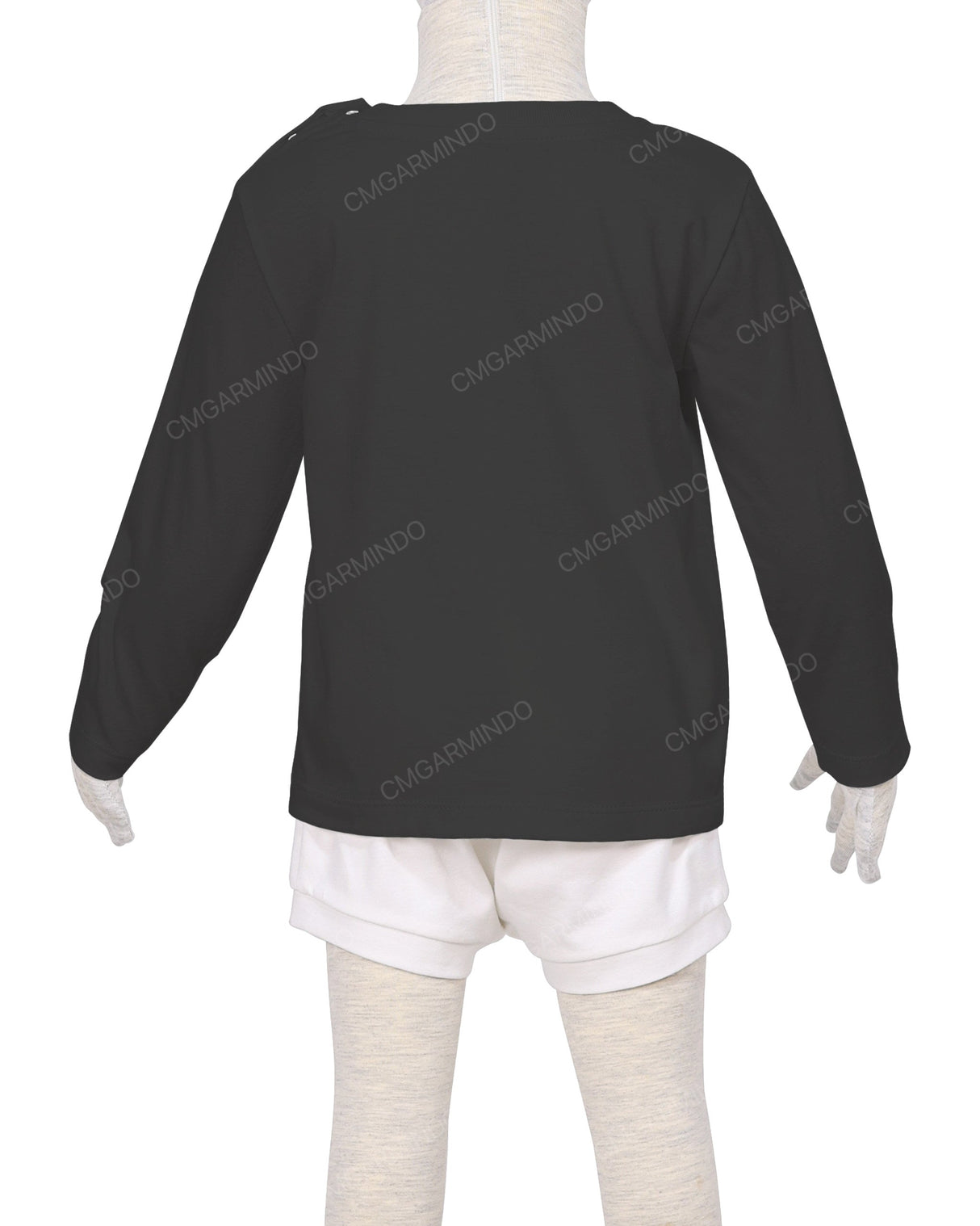 Long Sleeve Shoulder Snap Crew Neck T-Shirt