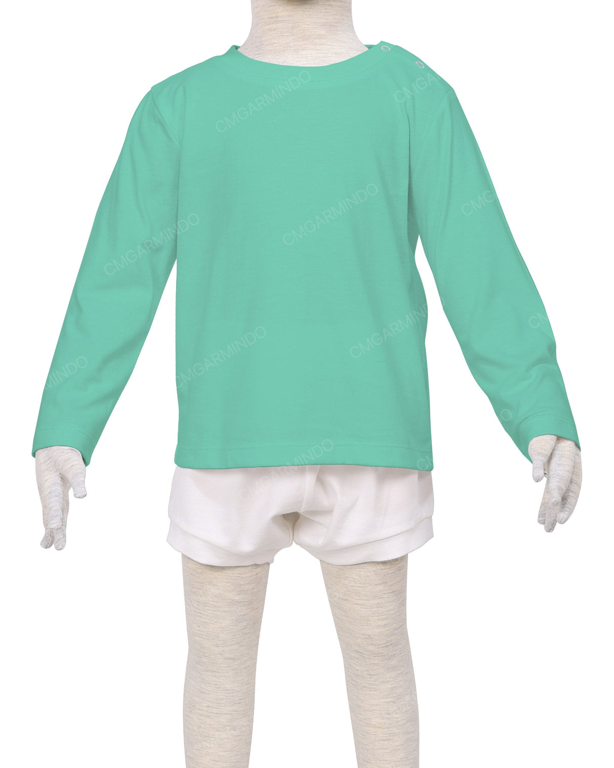 Long Sleeve Shoulder Snap Crew Neck T-Shirt