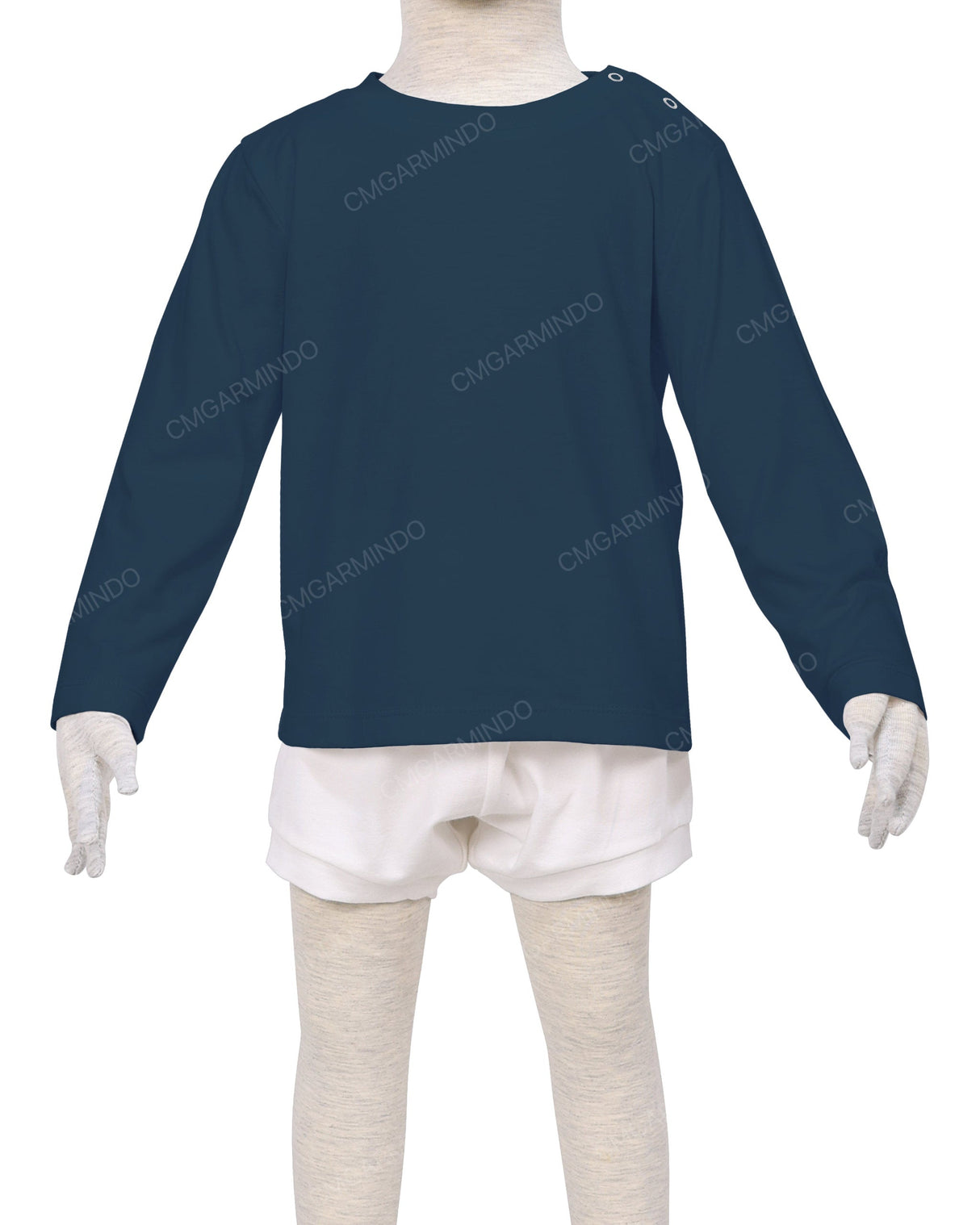 Long Sleeve Shoulder Snap Crew Neck T-Shirt