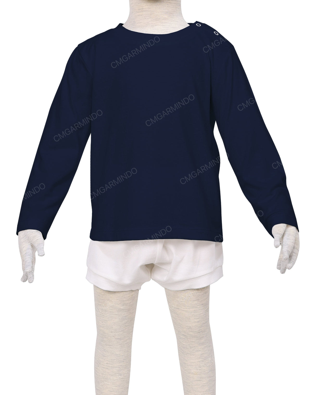 Long Sleeve Shoulder Snap Crew Neck T-Shirt