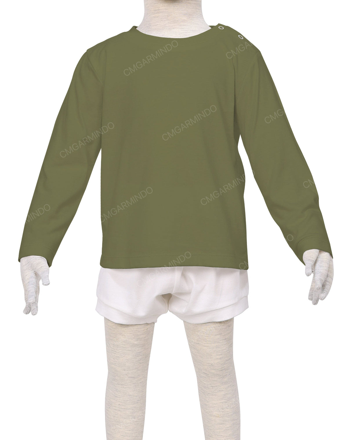Long Sleeve Shoulder Snap Crew Neck T-Shirt