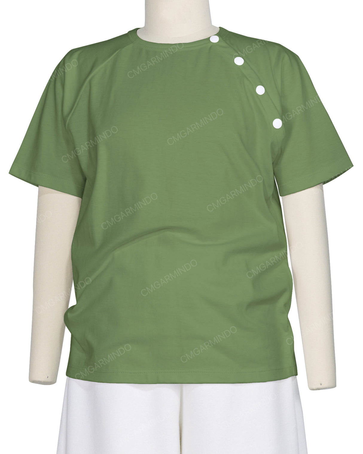 Button Shoulder Raglan T-Shirt