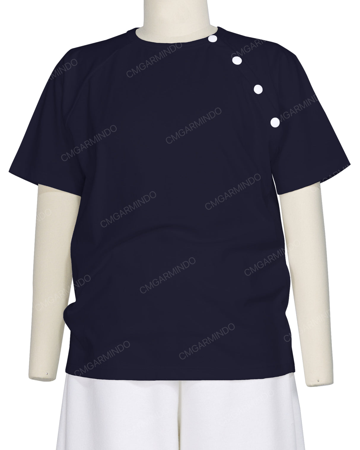 Button Shoulder Raglan T-Shirt