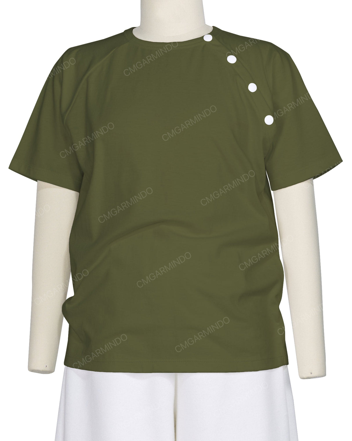Button Shoulder Raglan T-Shirt