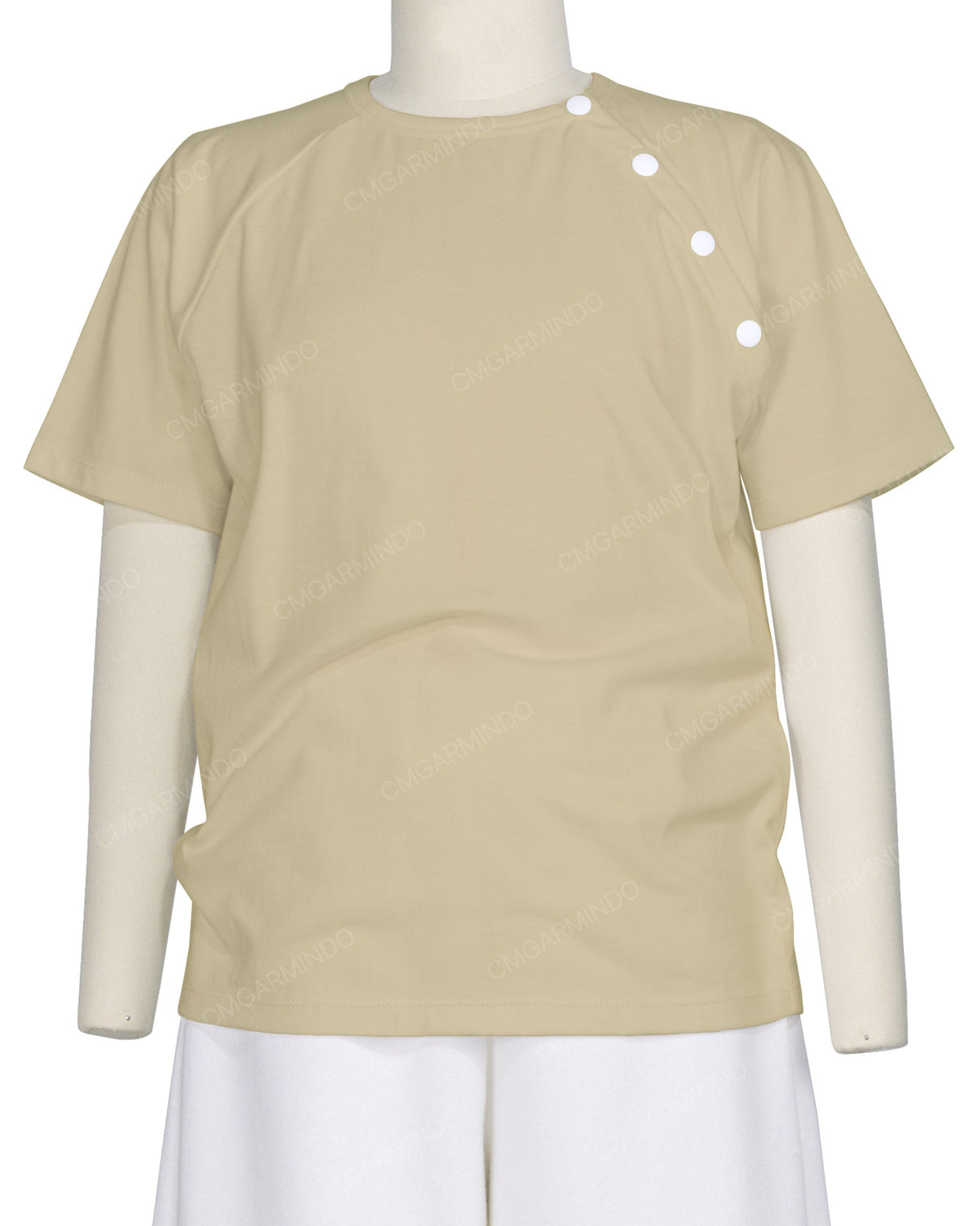 Button Shoulder Raglan T-Shirt