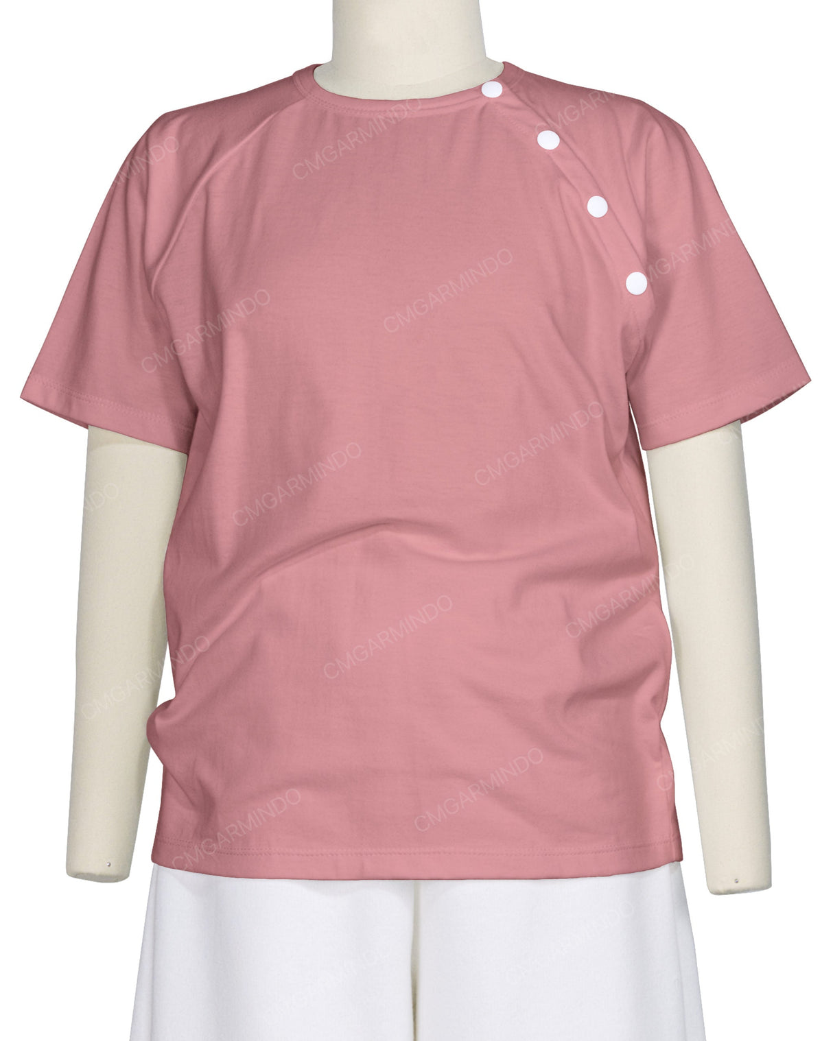 Button Shoulder Raglan T-Shirt