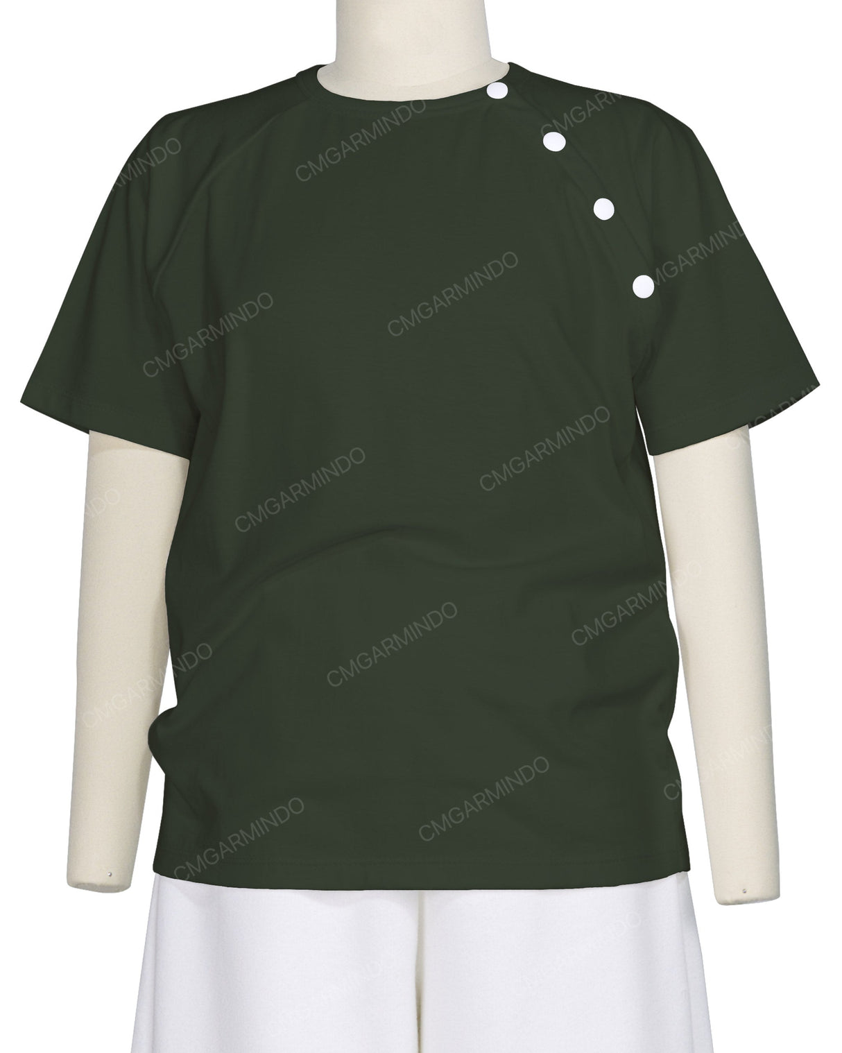 Button Shoulder Raglan T-Shirt