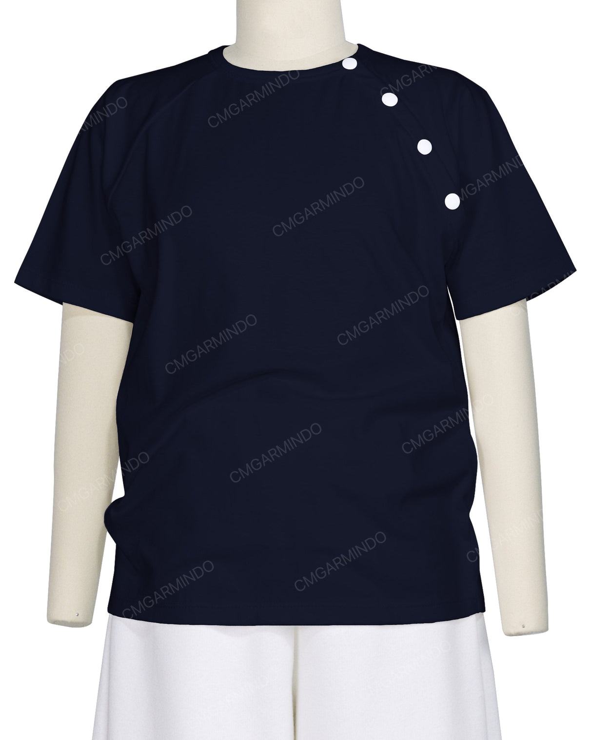Button Shoulder Raglan T-Shirt