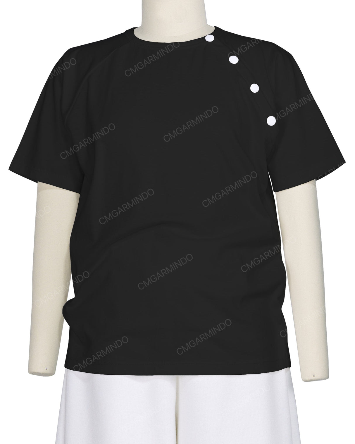 Button Shoulder Raglan T-Shirt