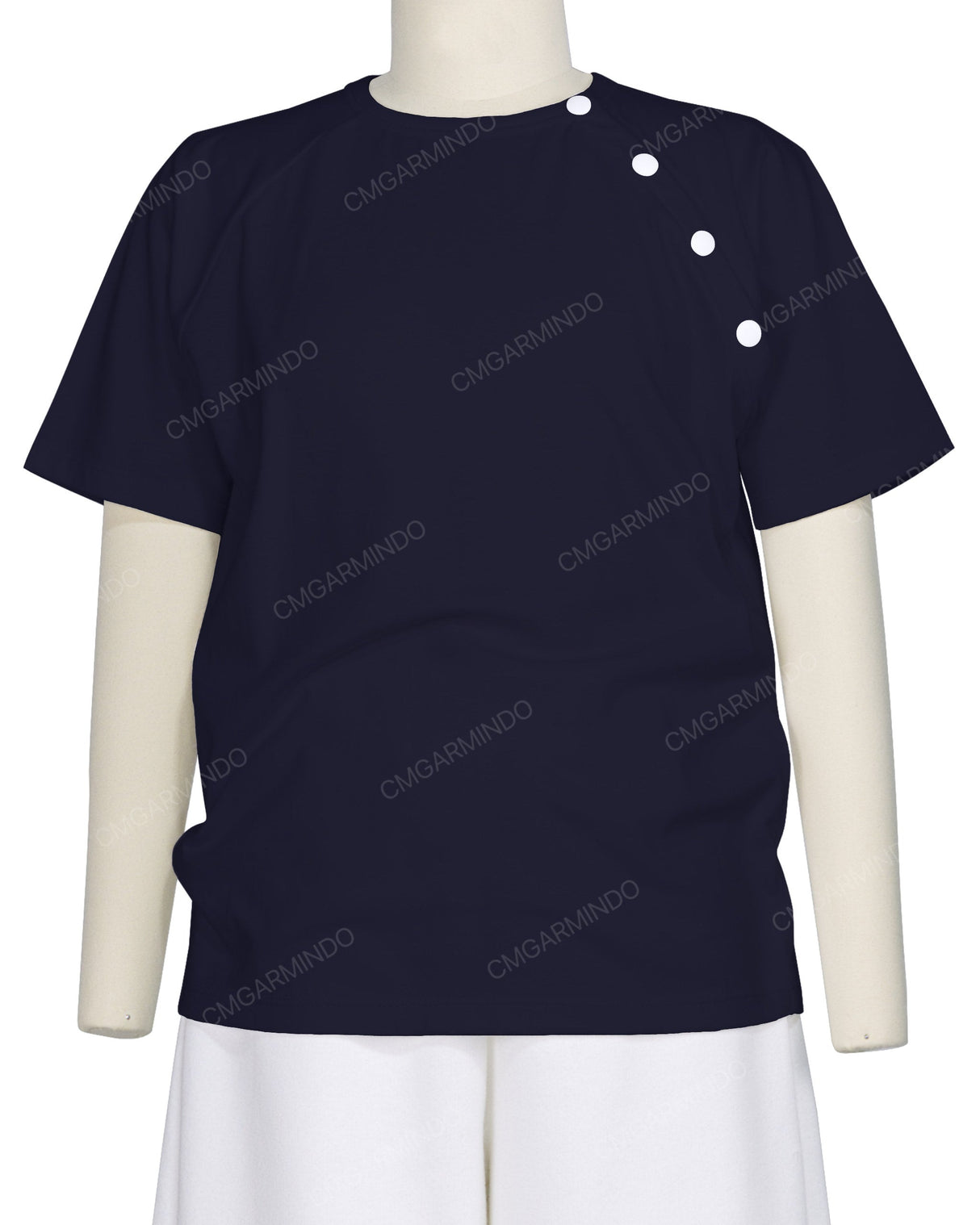 Button Shoulder Raglan T-Shirt