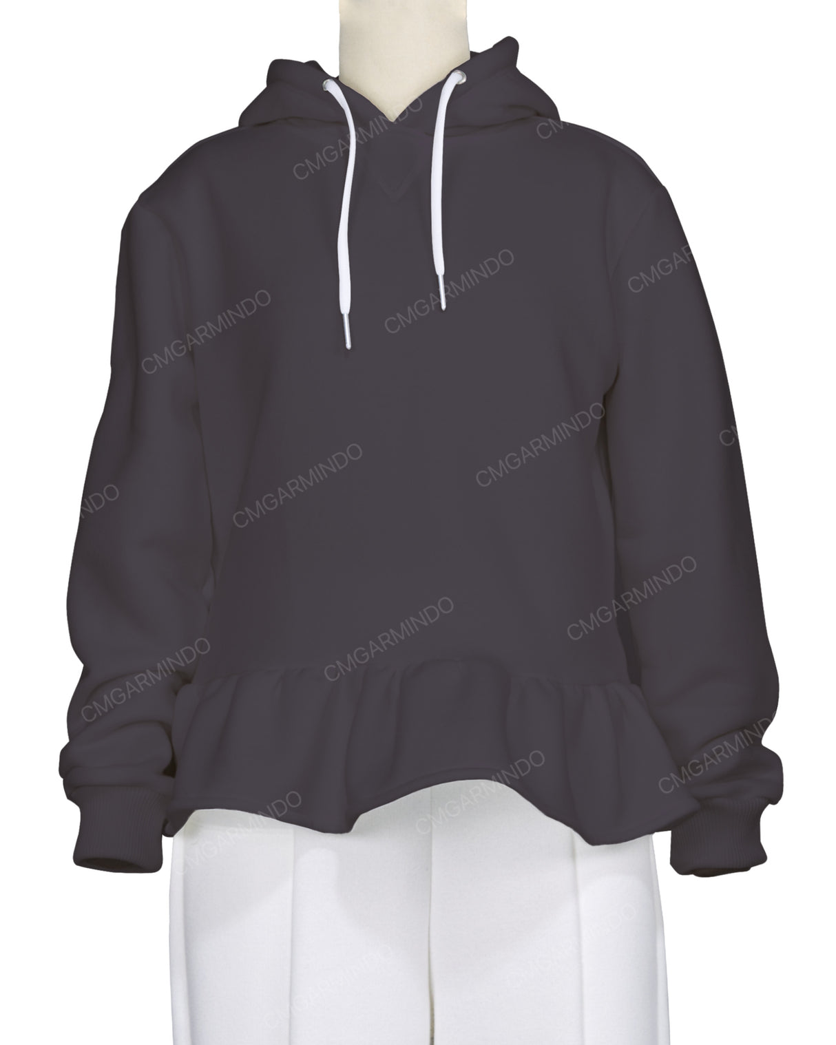 Ruffle Hem Hoodie