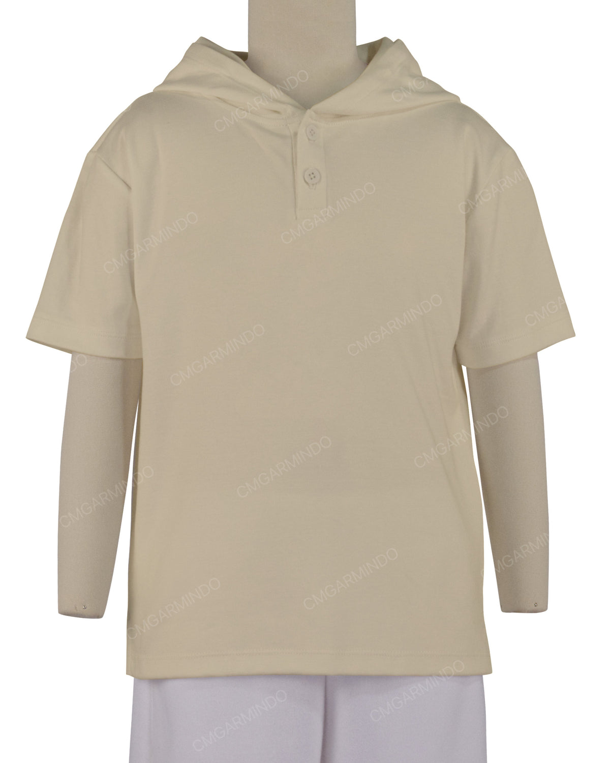Short Sleeve Half Placket Hoodie