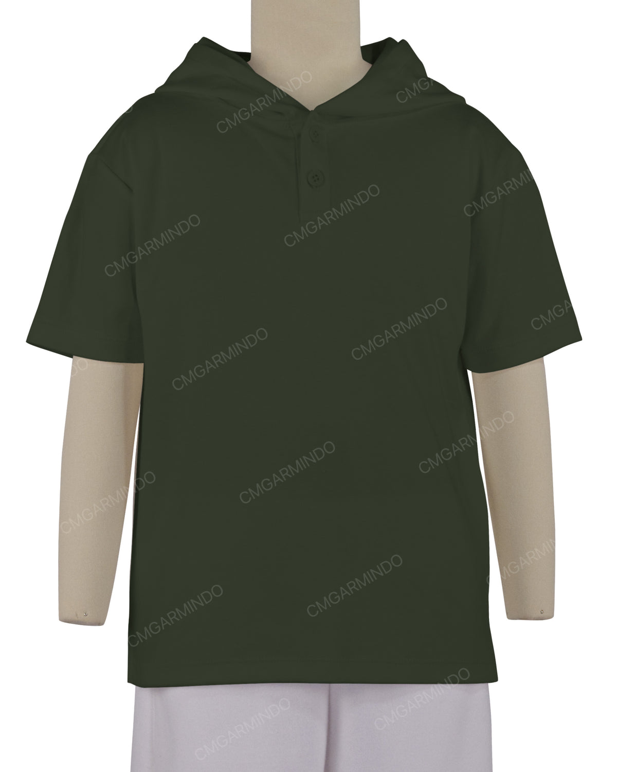 Short Sleeve Half Placket Hoodie