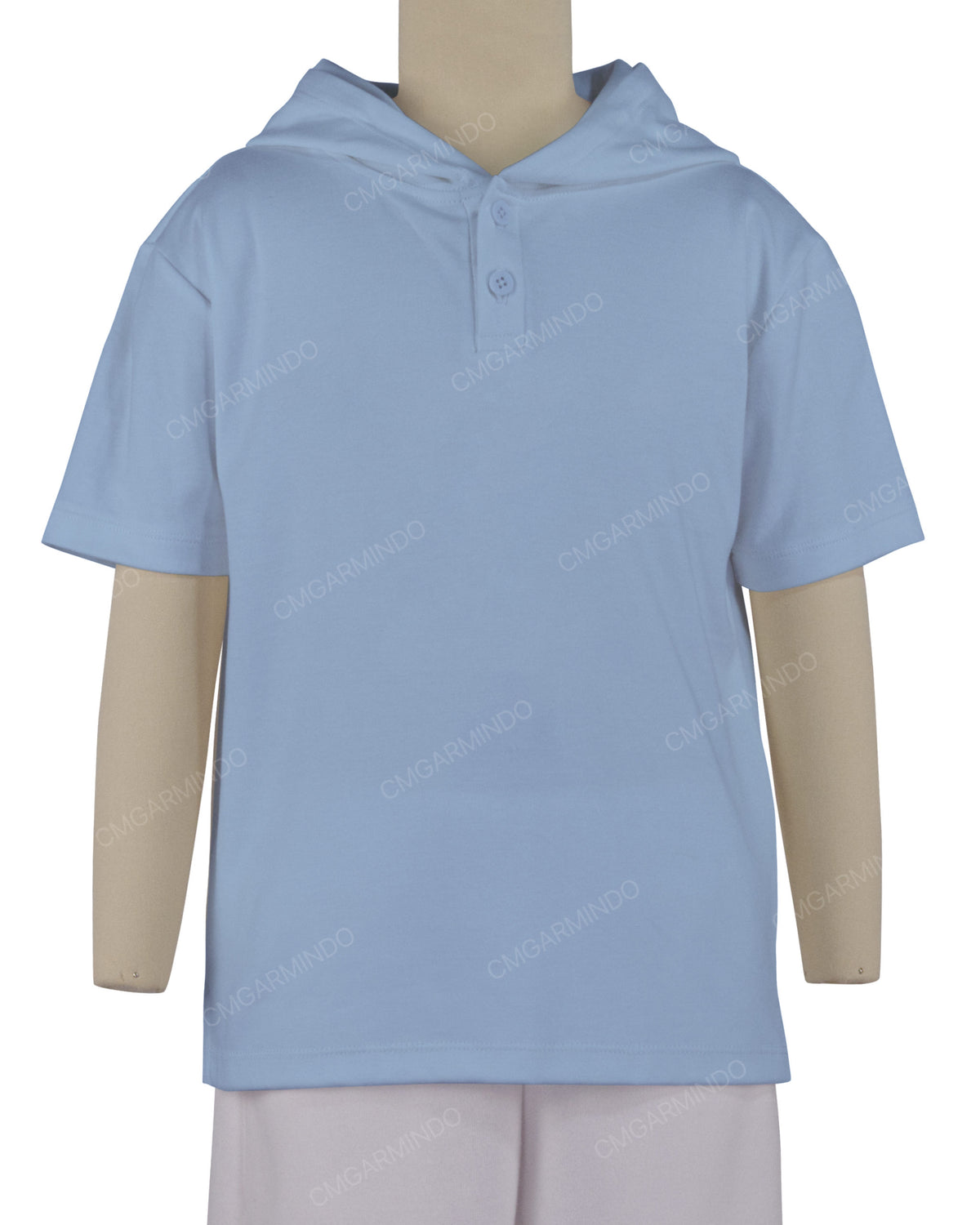 Short Sleeve Half Placket Hoodie