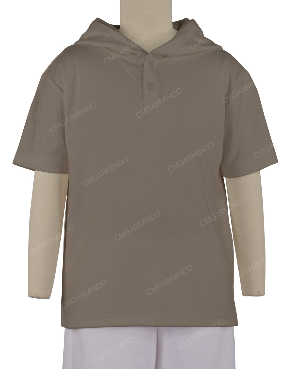 Short Sleeve Half Placket Hoodie
