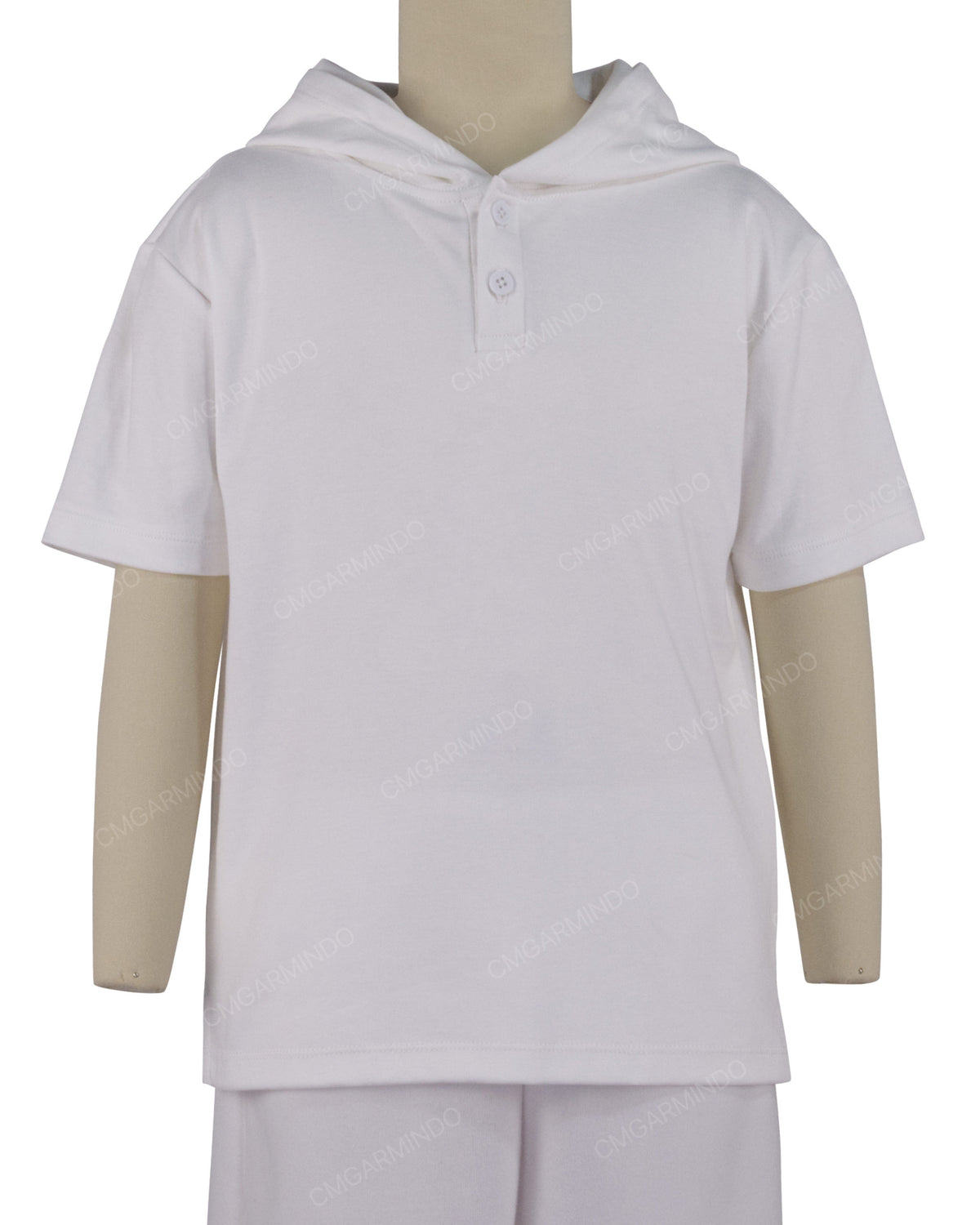 Short Sleeve Half Placket Hoodie