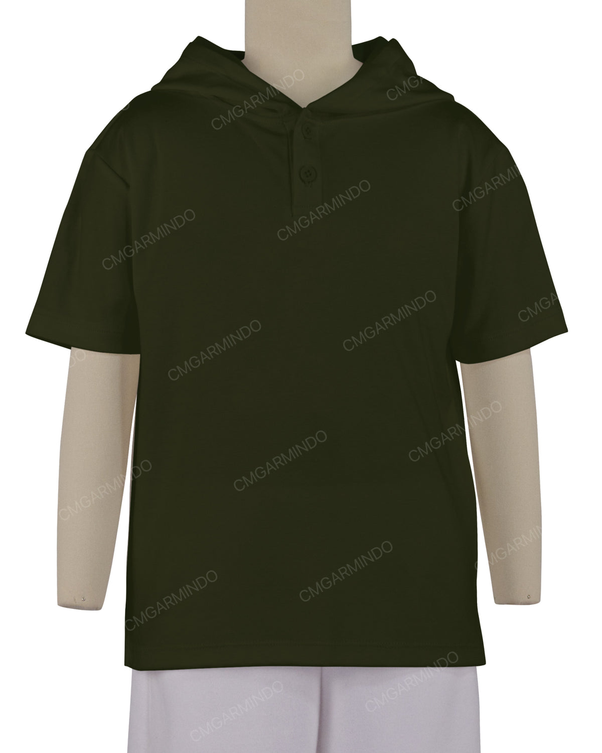 Short Sleeve Half Placket Hoodie