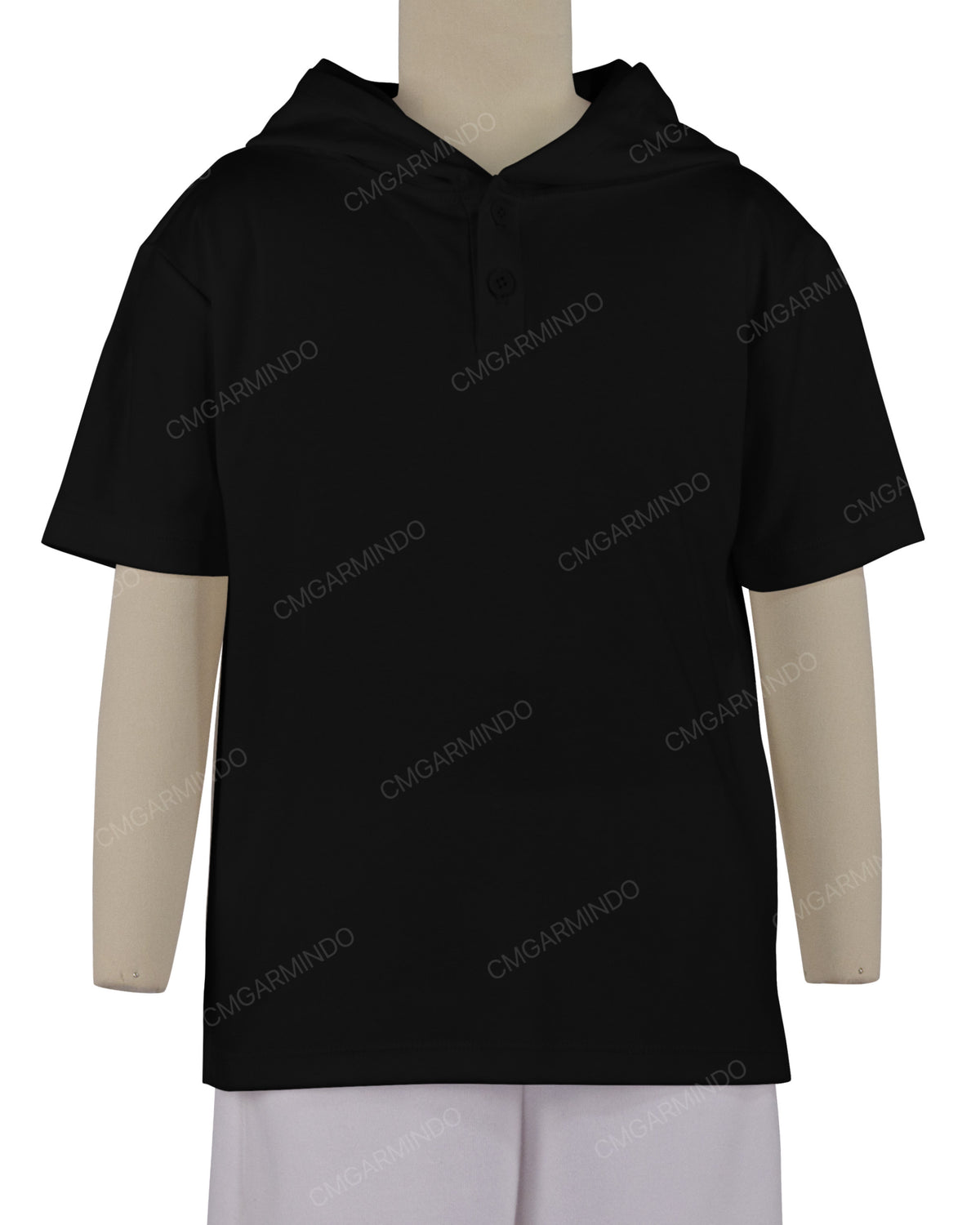 Short Sleeve Half Placket Hoodie
