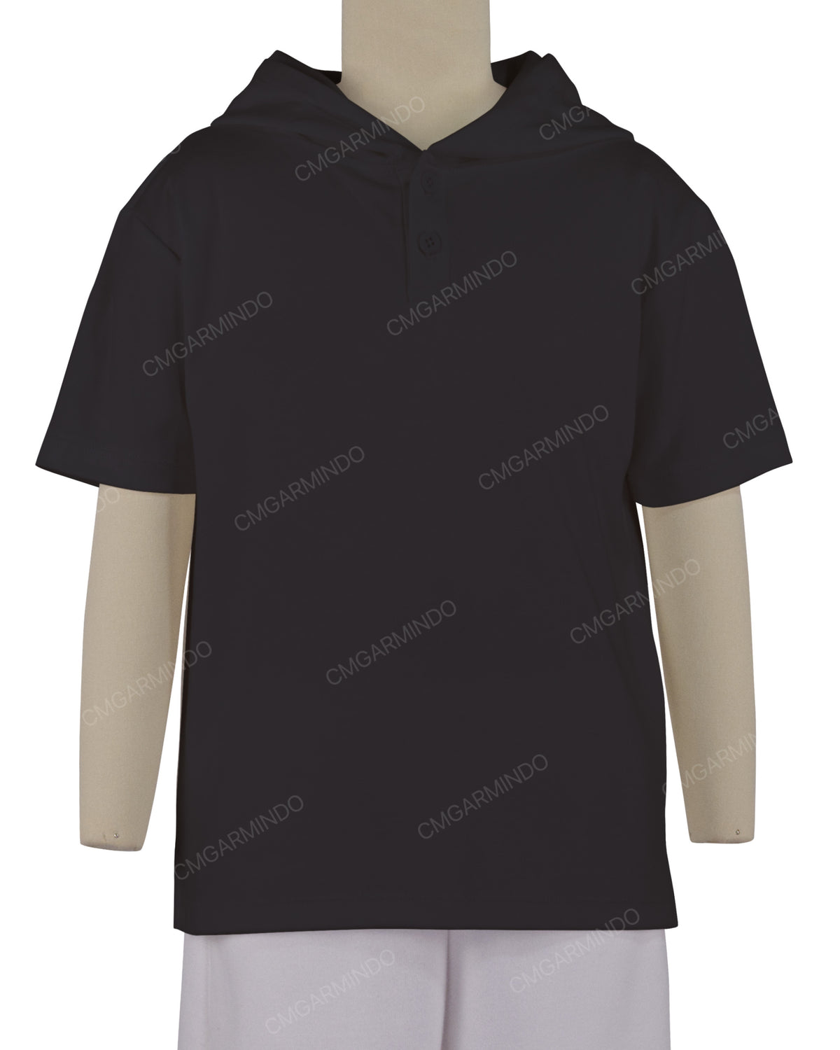 Short Sleeve Half Placket Hoodie
