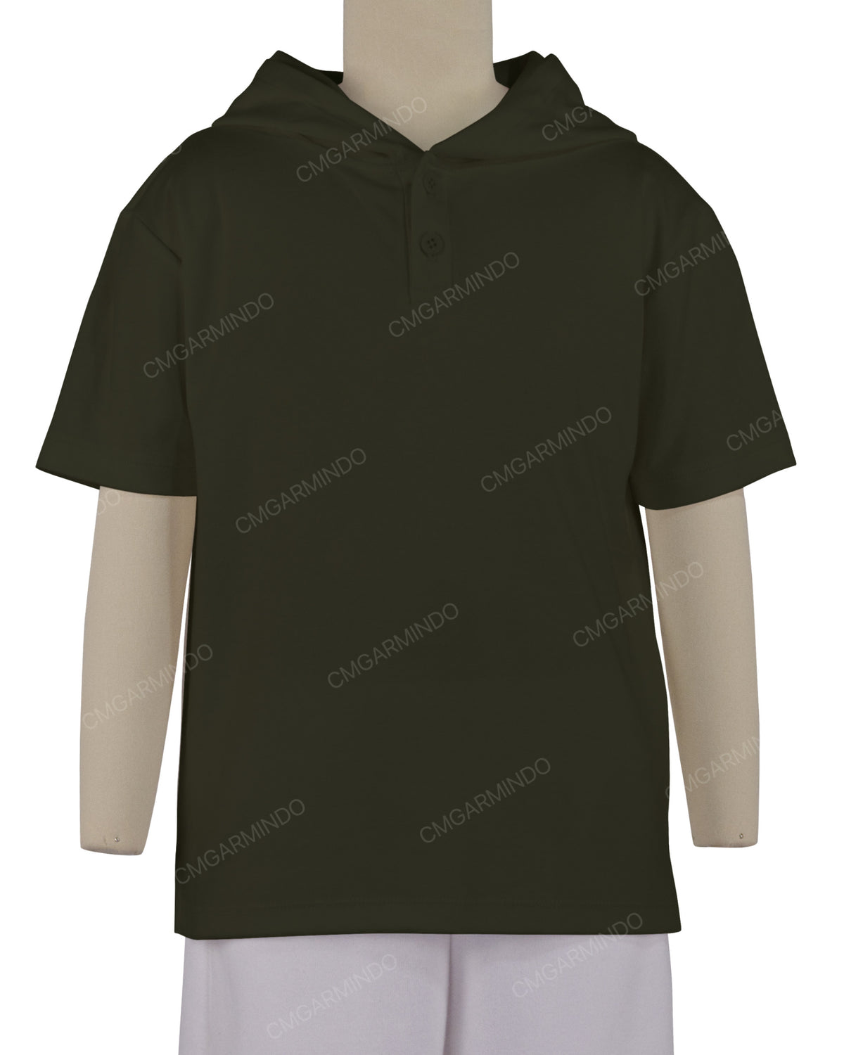 Short Sleeve Half Placket Hoodie