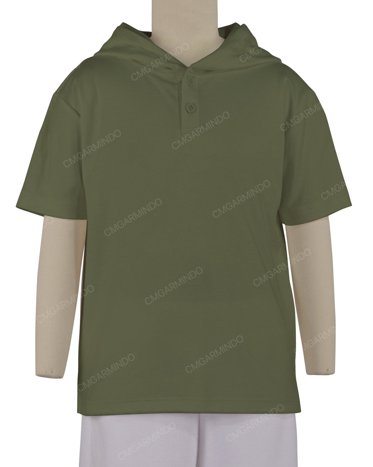 Short Sleeve Half Placket Hoodie
