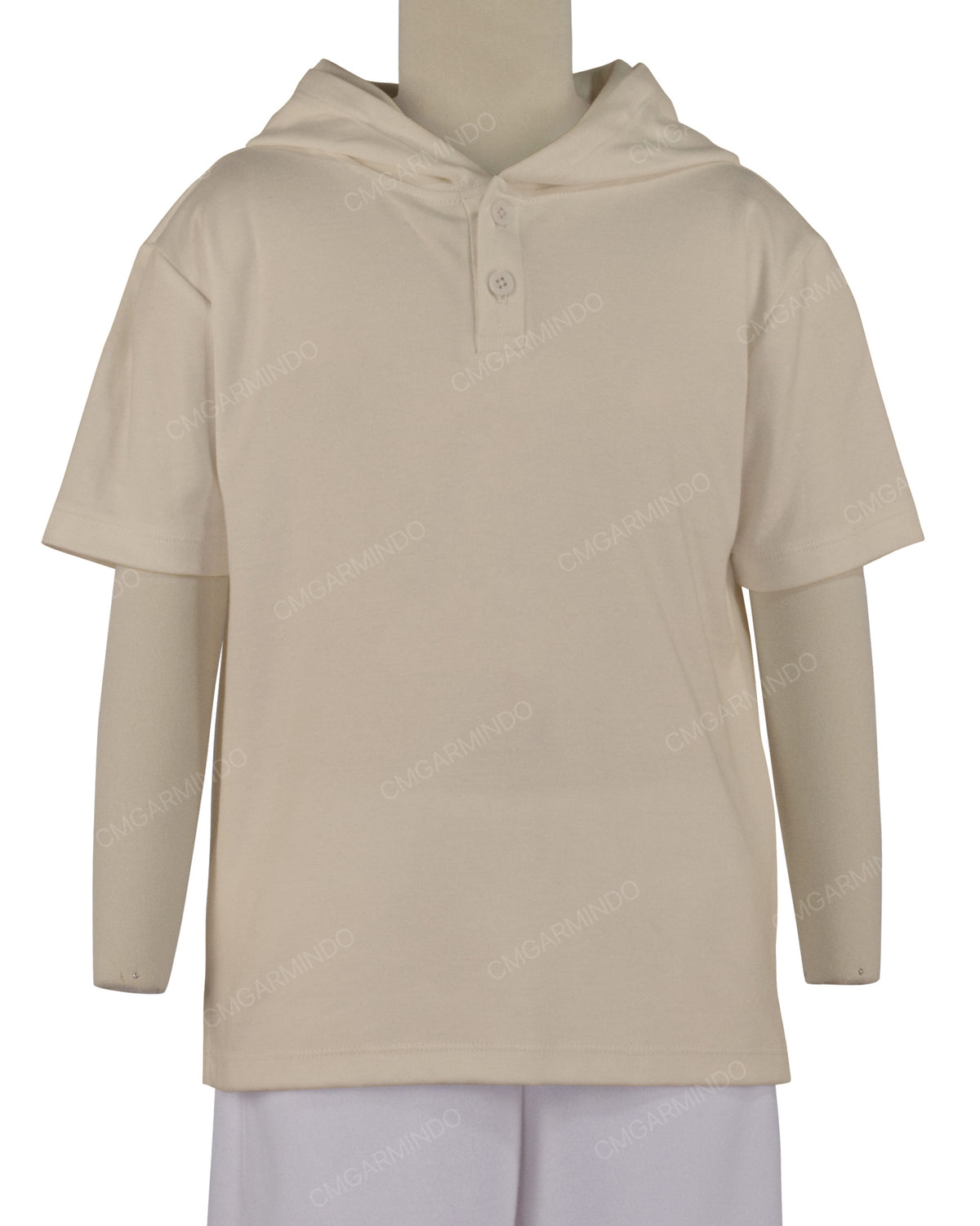 Short Sleeve Half Placket Hoodie