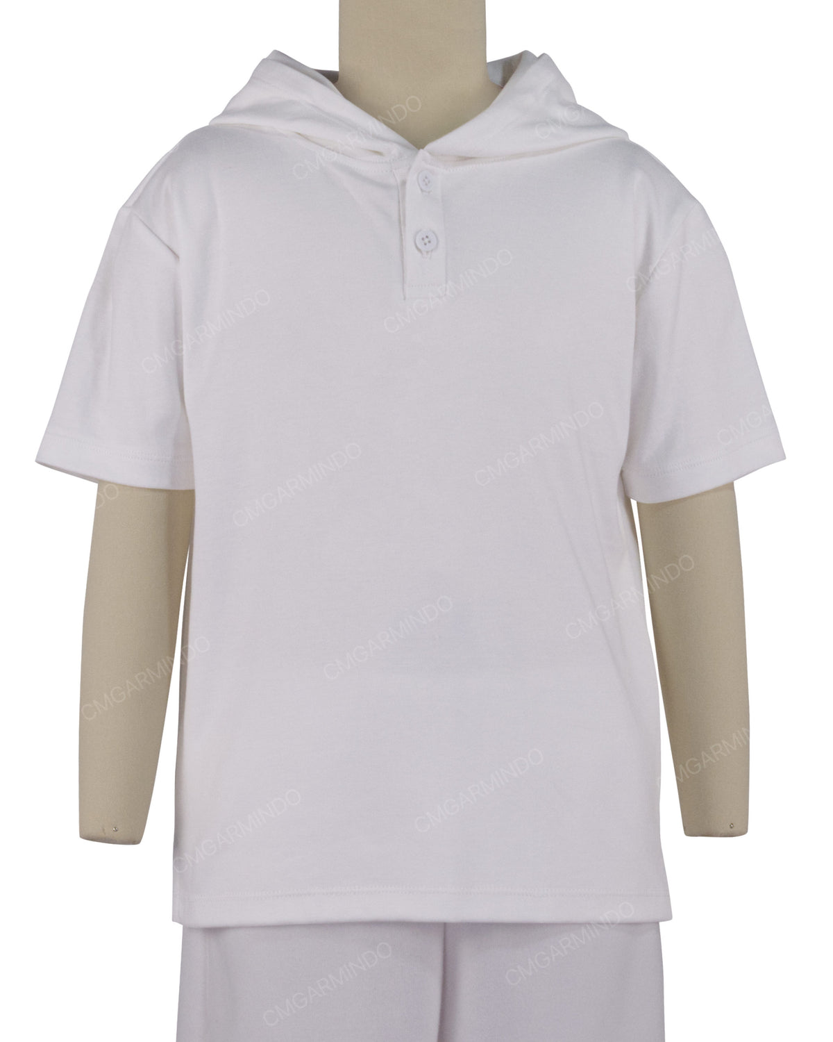 Short Sleeve Half Placket Hoodie