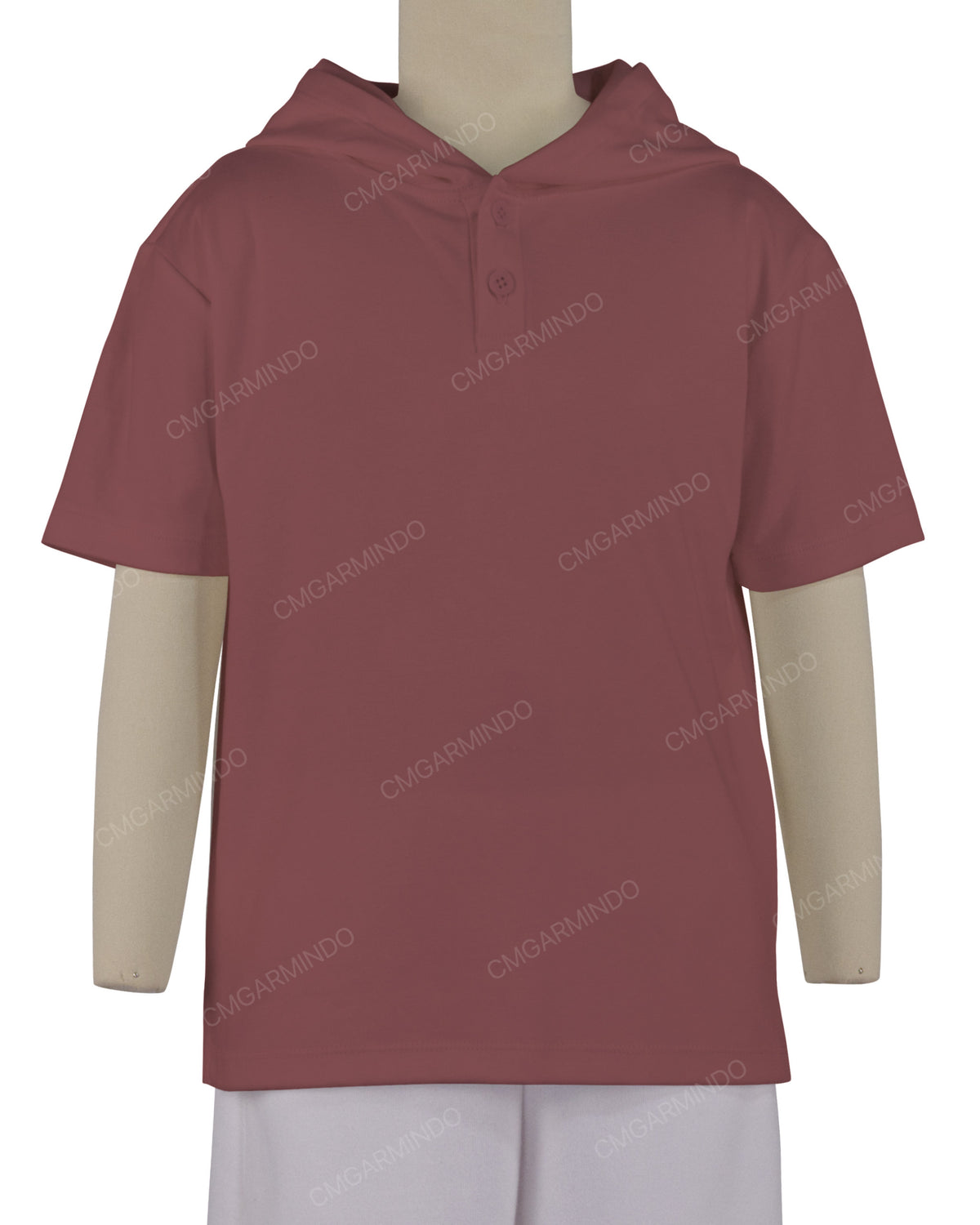 Short Sleeve Half Placket Hoodie