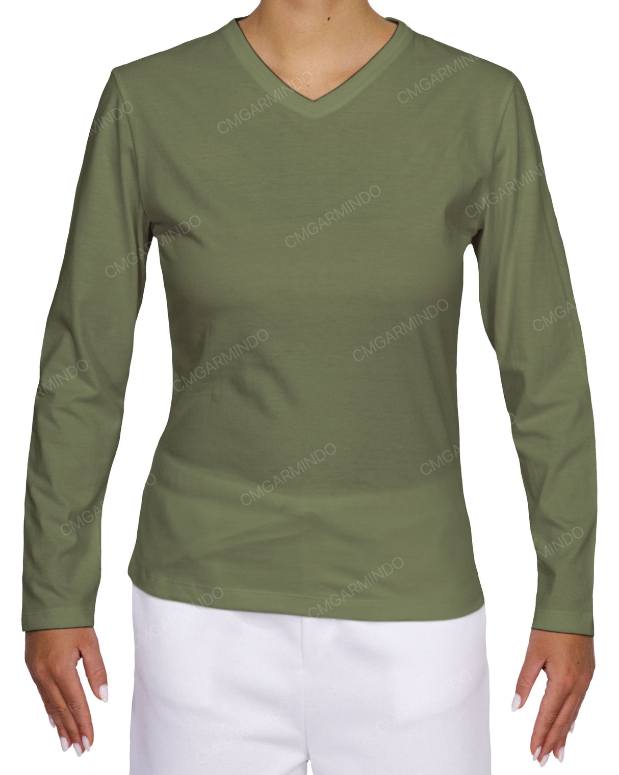 Fitted Long Sleeve V-Neck T-Shirt