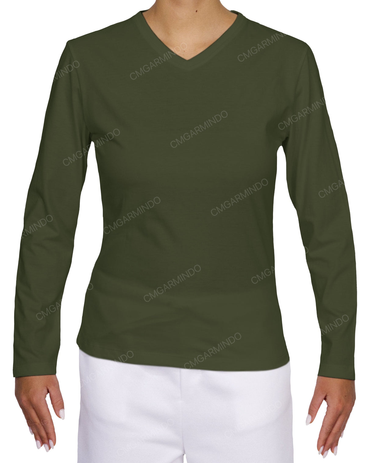 Fitted Long Sleeve V-Neck T-Shirt