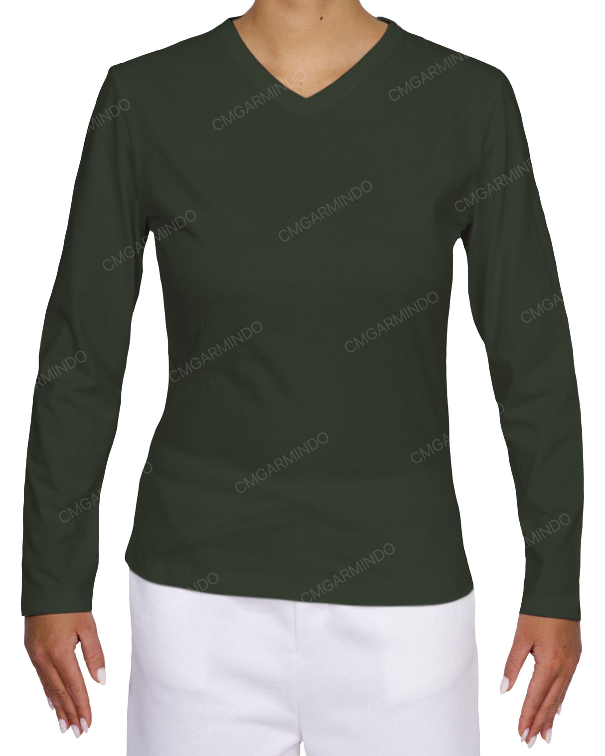 Fitted Long Sleeve V-Neck T-Shirt
