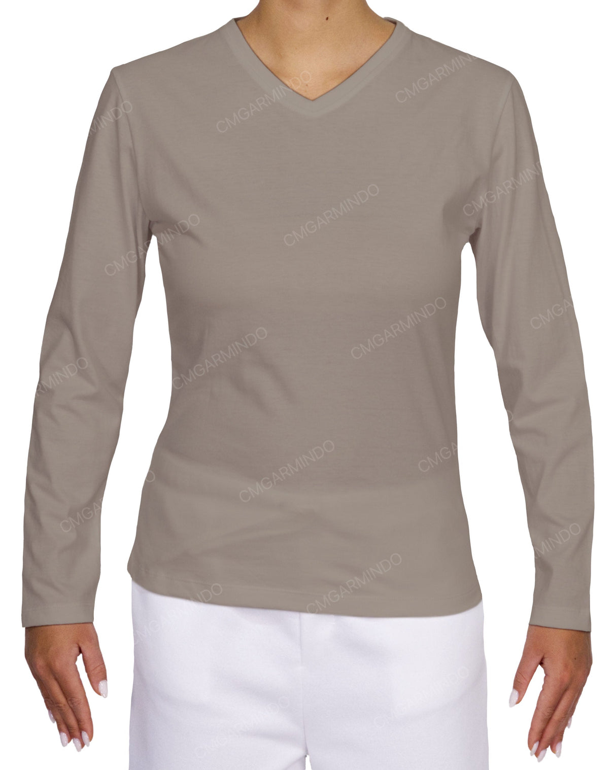 Fitted Long Sleeve V-Neck T-Shirt