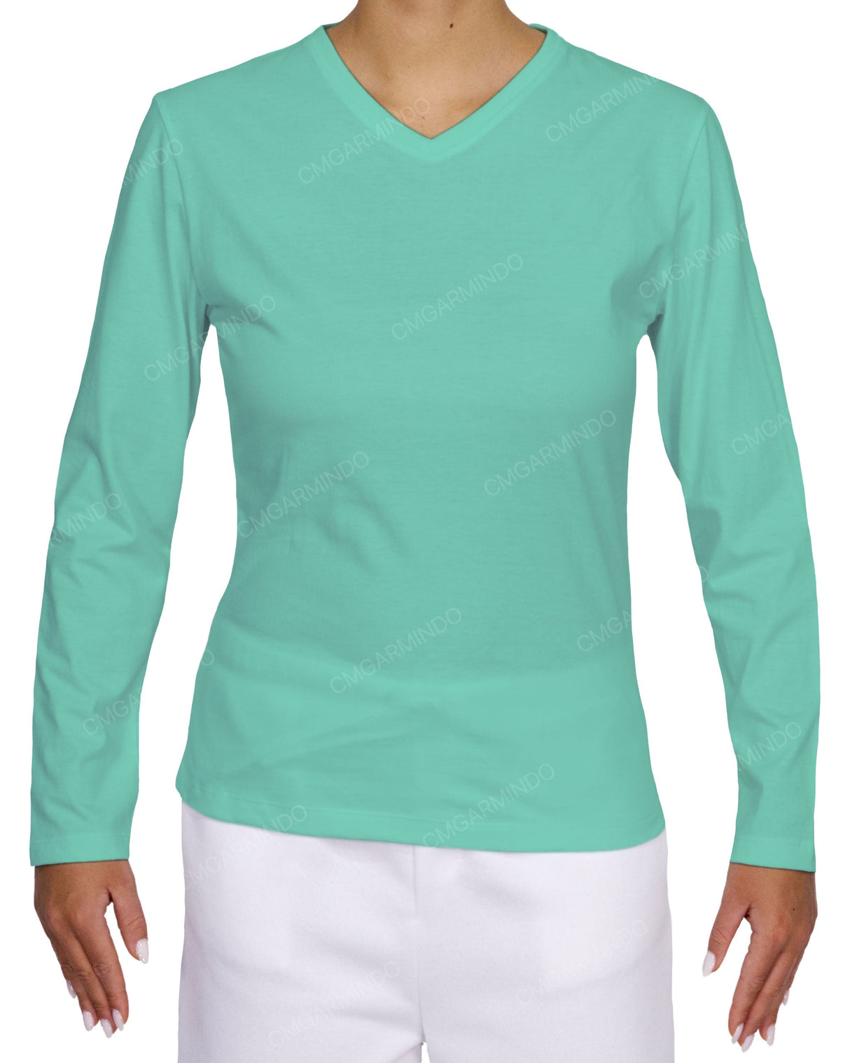 Fitted Long Sleeve V-Neck T-Shirt