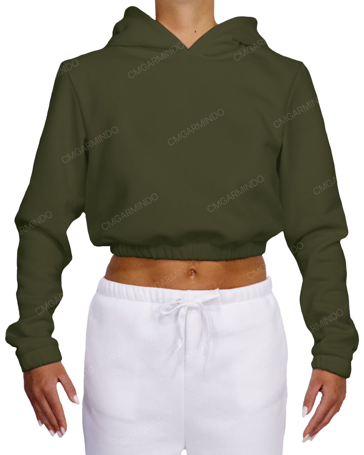 Elastic Hem Crop Hoodie