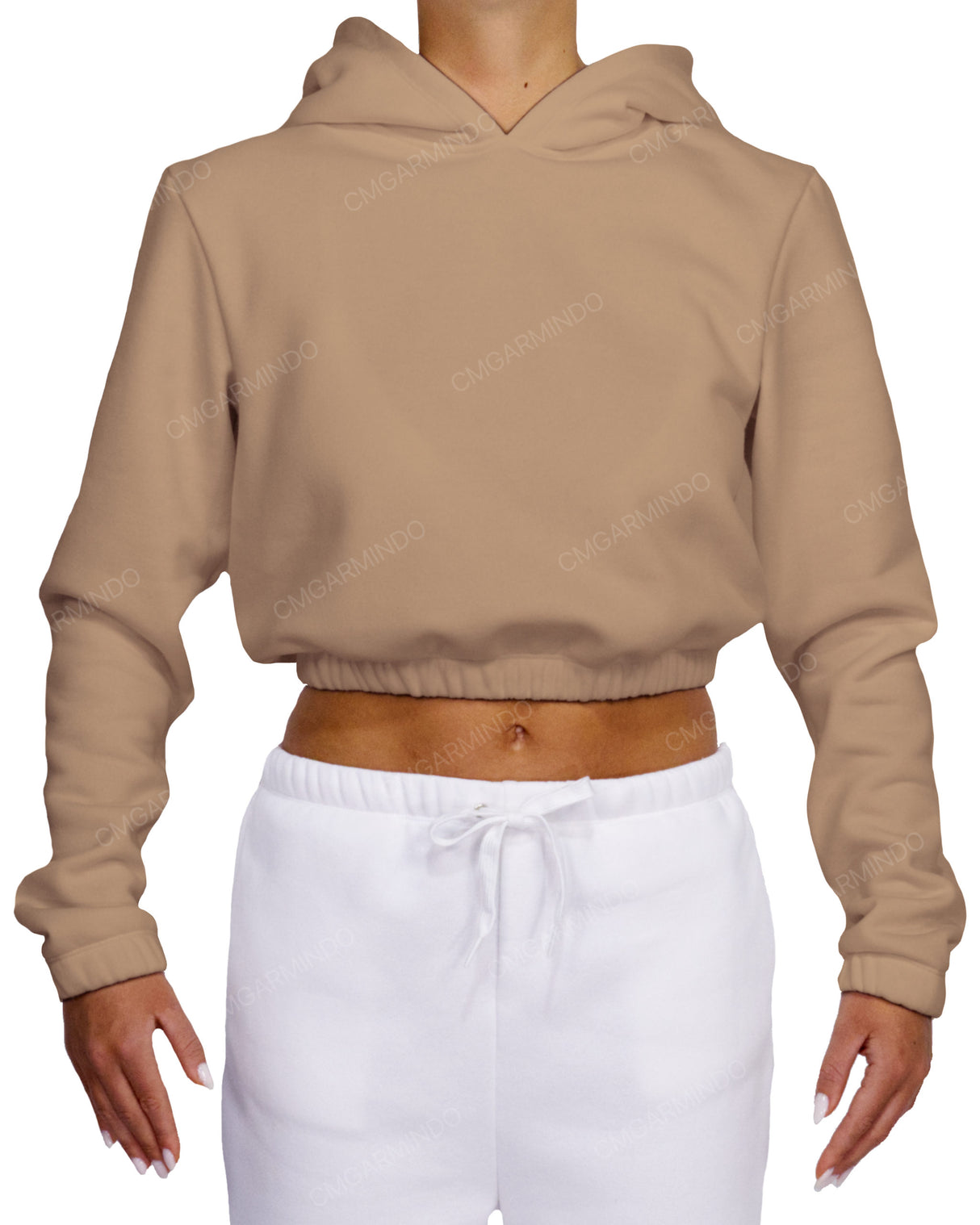 Elastic Hem Crop Hoodie